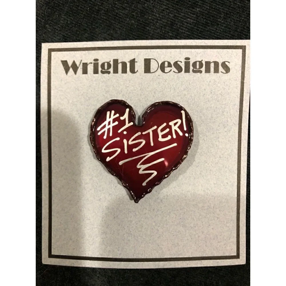 #1 Sister Wright Designs Metal Pin Brooch Handmade